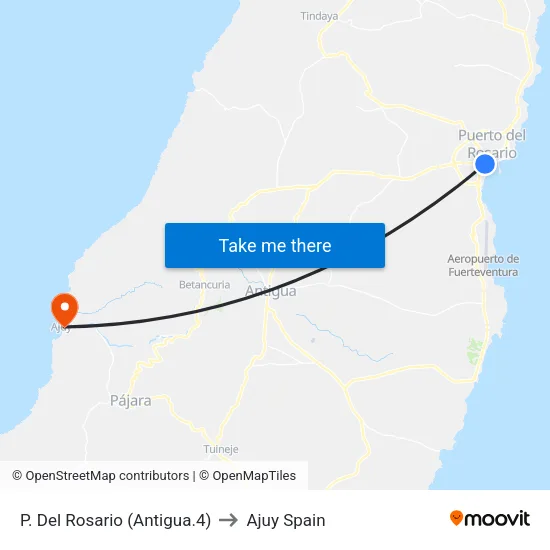 P. Del Rosario (Antigua.4) to Ajuy Spain map