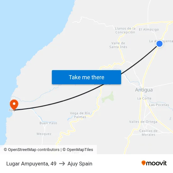 Lugar Ampuyenta, 49 to Ajuy Spain map