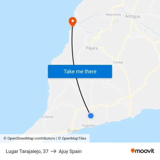 Lugar Tarajalejo, 37 to Ajuy Spain map