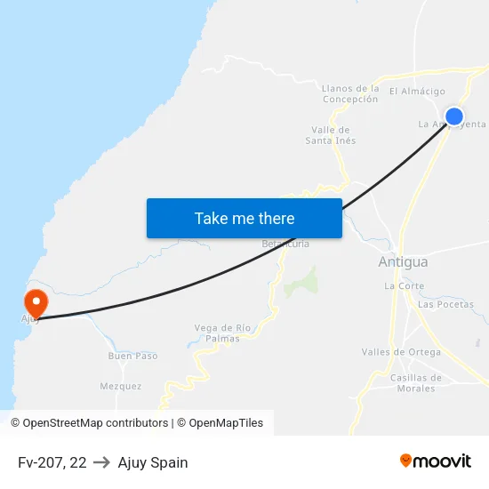 Fv-207, 22 to Ajuy Spain map