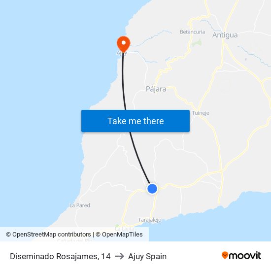 Diseminado Rosajames, 14 to Ajuy Spain map