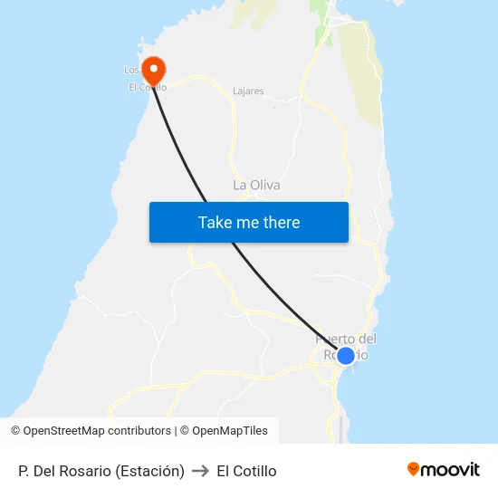 P. Del Rosario (Estación) to El Cotillo map