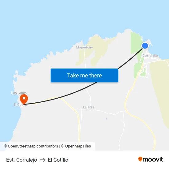 Est. Corralejo to El Cotillo map