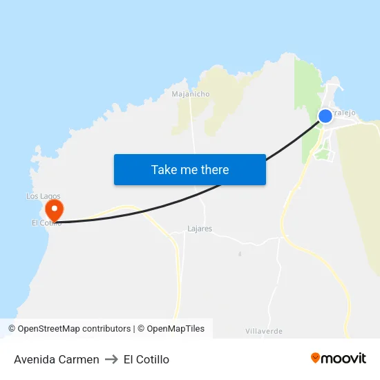Avenida Carmen to El Cotillo map