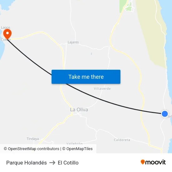 Parque Holandés to El Cotillo map