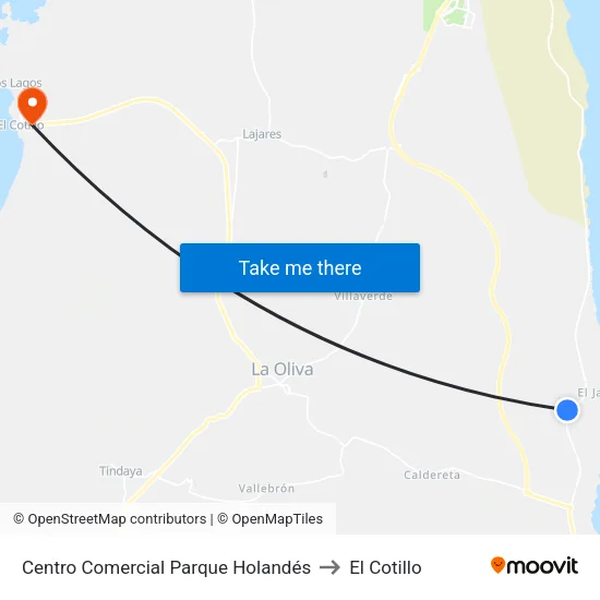 Centro Comercial Parque Holandés to El Cotillo map