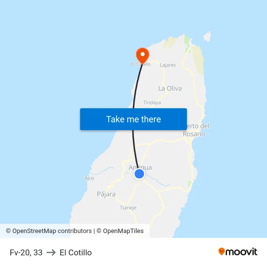 Fv-20, 33 to El Cotillo map