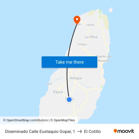 Diseminado Calle Eustaquio Gopar, 1 to El Cotillo map