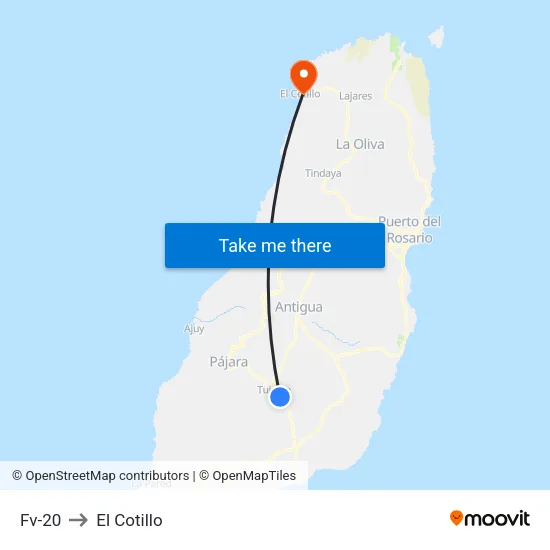 Fv-20 to El Cotillo map