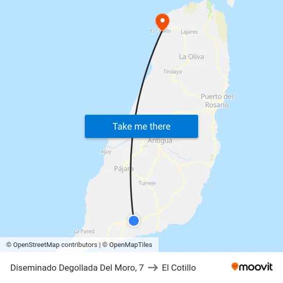 Diseminado Degollada Del Moro, 7 to El Cotillo map