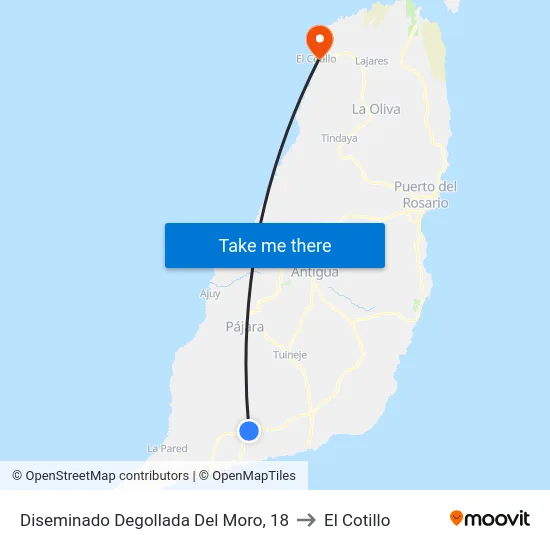 Diseminado Degollada Del Moro, 18 to El Cotillo map