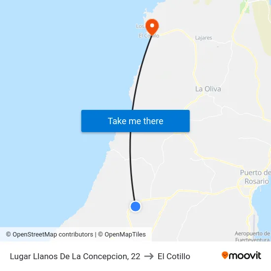 Lugar Llanos De La Concepcion, 22 to El Cotillo map