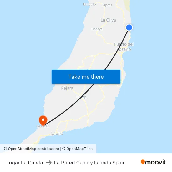 Lugar La Caleta to La Pared Canary Islands Spain map