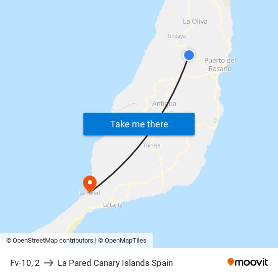 Fv-10, 2 to La Pared Canary Islands Spain map