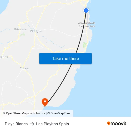 Playa Blanca to Las Playitas Spain map