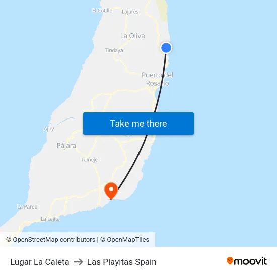 Lugar La Caleta to Las Playitas Spain map