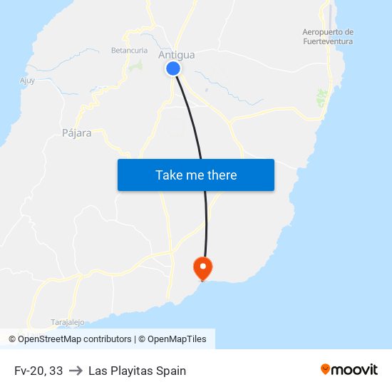 Fv-20, 33 to Las Playitas Spain map