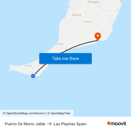 Puerto De Morro Jable to Las Playitas Spain map
