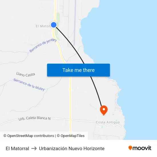 El Matorral to Urbanización Nuevo Horizonte map