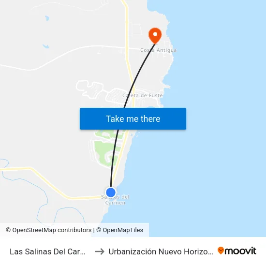 Las Salinas Del Carmen to Urbanización Nuevo Horizonte map