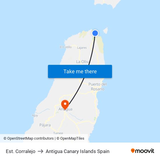 Est. Corralejo to Antigua Canary Islands Spain map