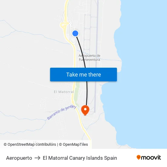 Aeropuerto to El Matorral Canary Islands Spain map