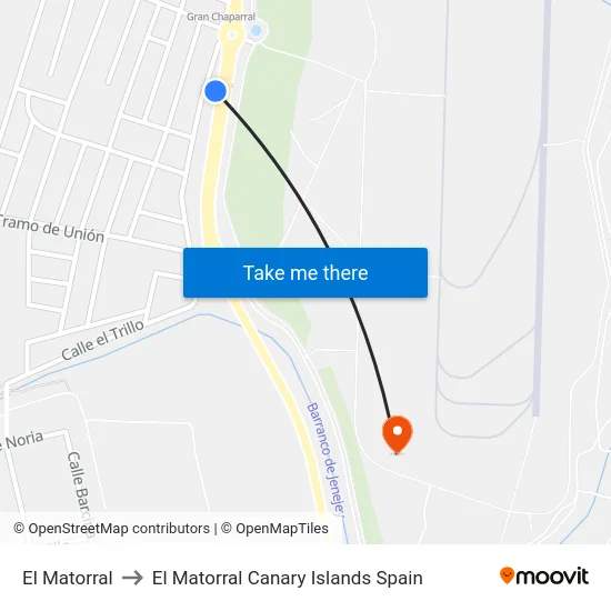 El Matorral to El Matorral Canary Islands Spain map