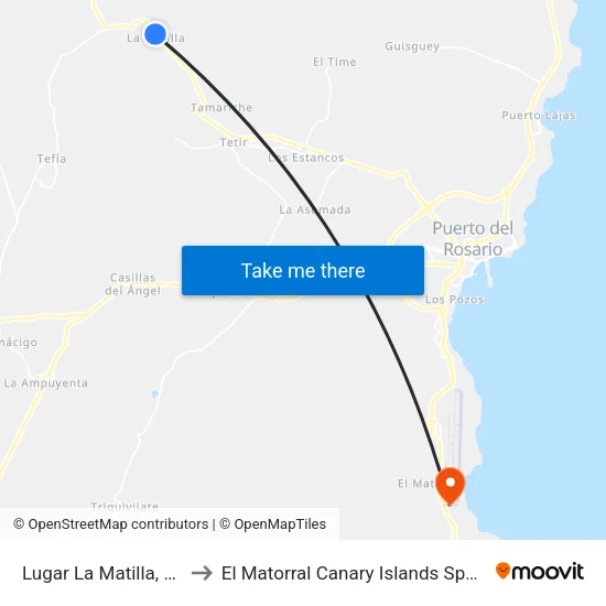 Lugar La Matilla, 44 to El Matorral Canary Islands Spain map