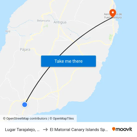 Lugar Tarajalejo, 19 to El Matorral Canary Islands Spain map