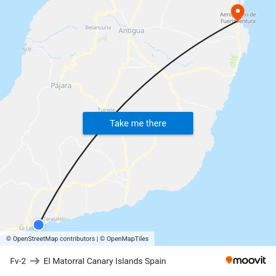 Fv-2 to El Matorral Canary Islands Spain map