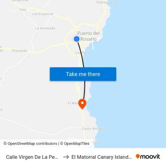 Calle Virgen De La Peña, 124 to El Matorral Canary Islands Spain map