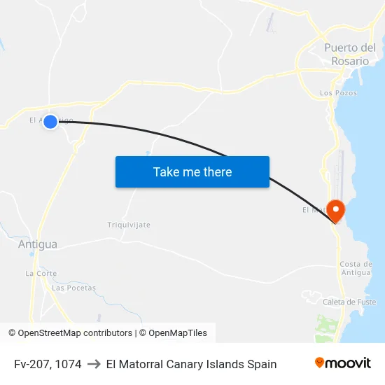 Fv-207, 1074 to El Matorral Canary Islands Spain map