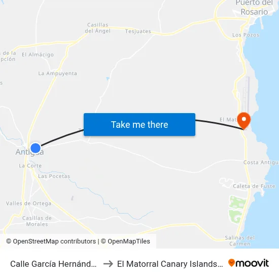 Calle García Hernández, 18 to El Matorral Canary Islands Spain map