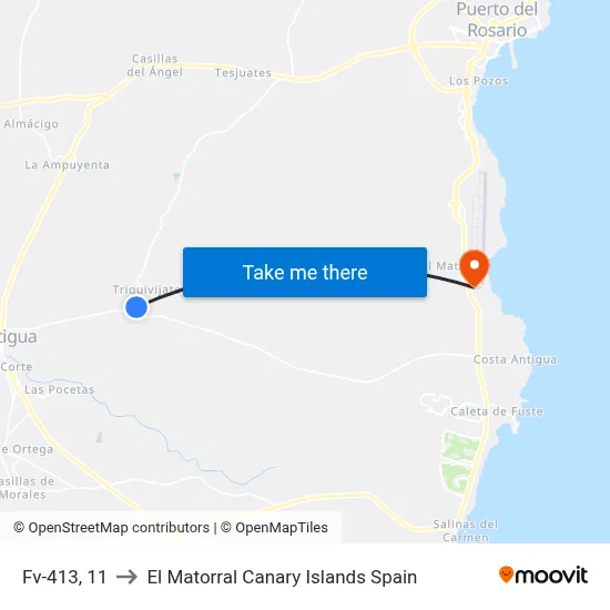 Fv-413, 11 to El Matorral Canary Islands Spain map