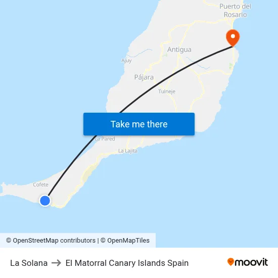 La Solana to El Matorral Canary Islands Spain map