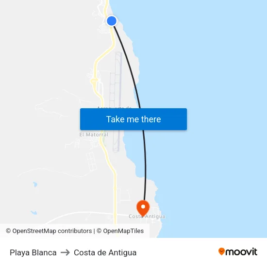 Playa Blanca to Costa de Antigua map