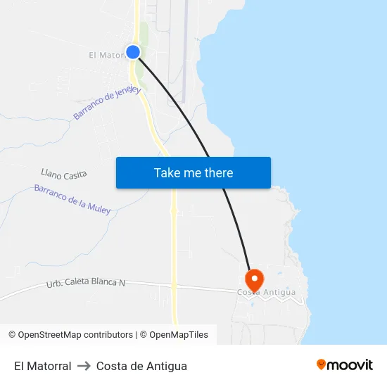 El Matorral to Costa de Antigua map