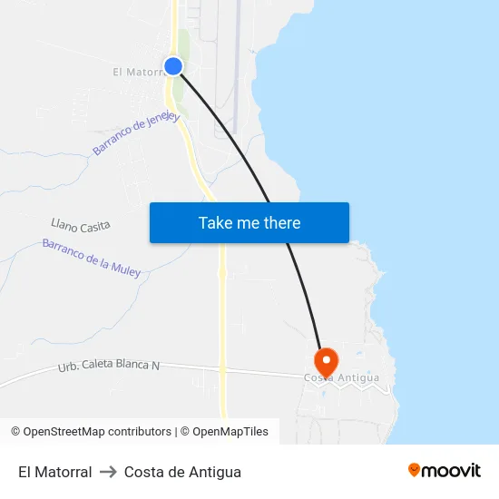 El Matorral to Costa de Antigua map