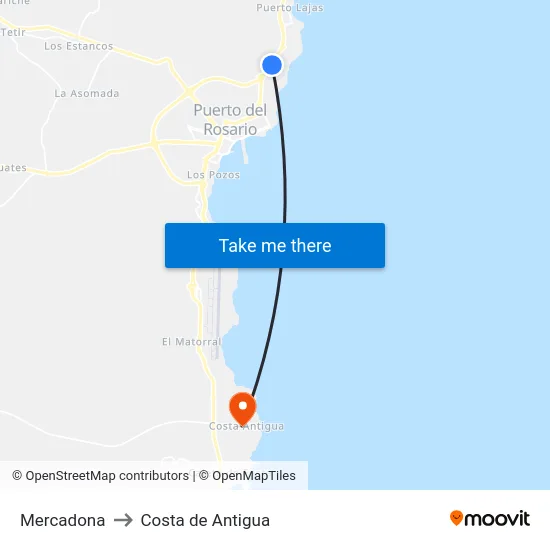Mercadona to Costa de Antigua map