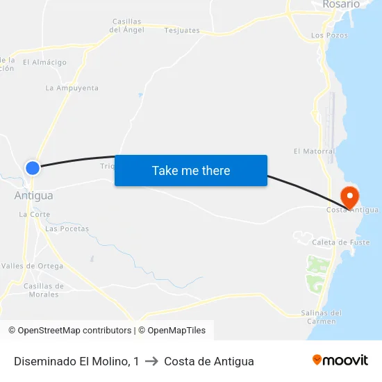 Diseminado El Molino, 1 to Costa de Antigua map