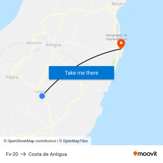 Fv-20 to Costa de Antigua map