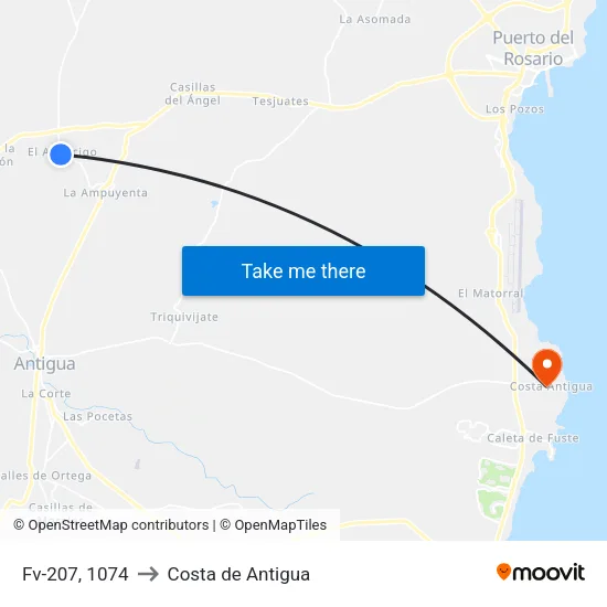 Fv-207, 1074 to Costa de Antigua map
