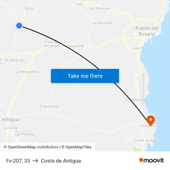 Fv-207, 33 to Costa de Antigua map