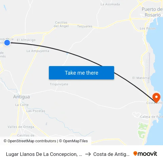 Lugar Llanos De La Concepcion, 22 to Costa de Antigua map