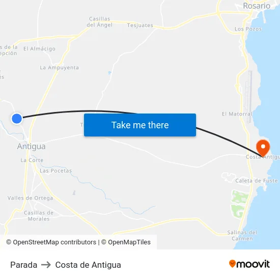 Parada to Costa de Antigua map