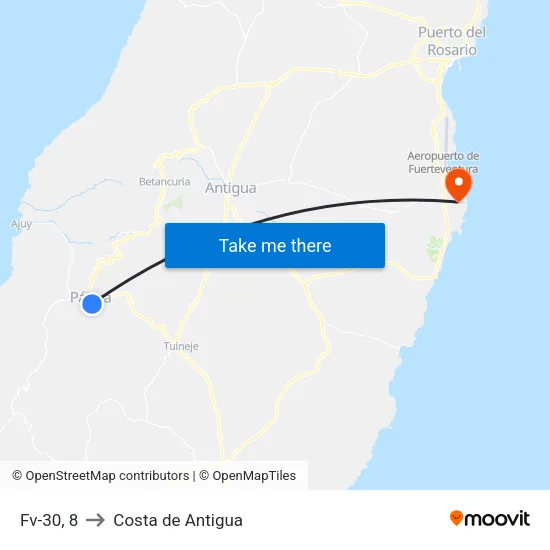 Fv-30, 8 to Costa de Antigua map