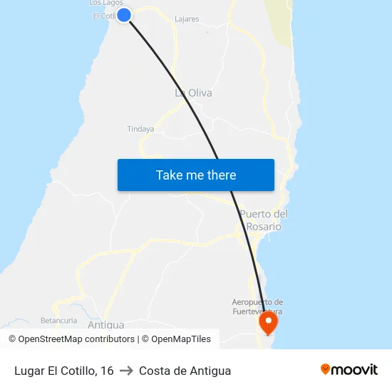 Lugar El Cotillo, 16 to Costa de Antigua map