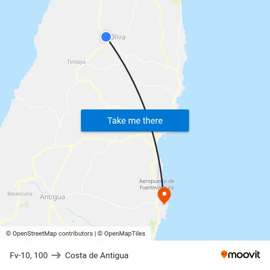 Fv-10, 100 to Costa de Antigua map