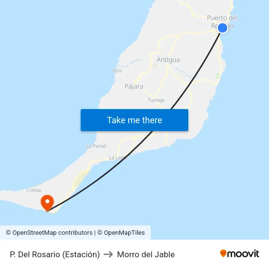 P. Del Rosario (Estación) to Morro del Jable map