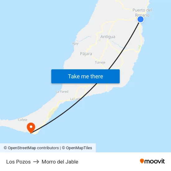 Los Pozos to Morro del Jable map